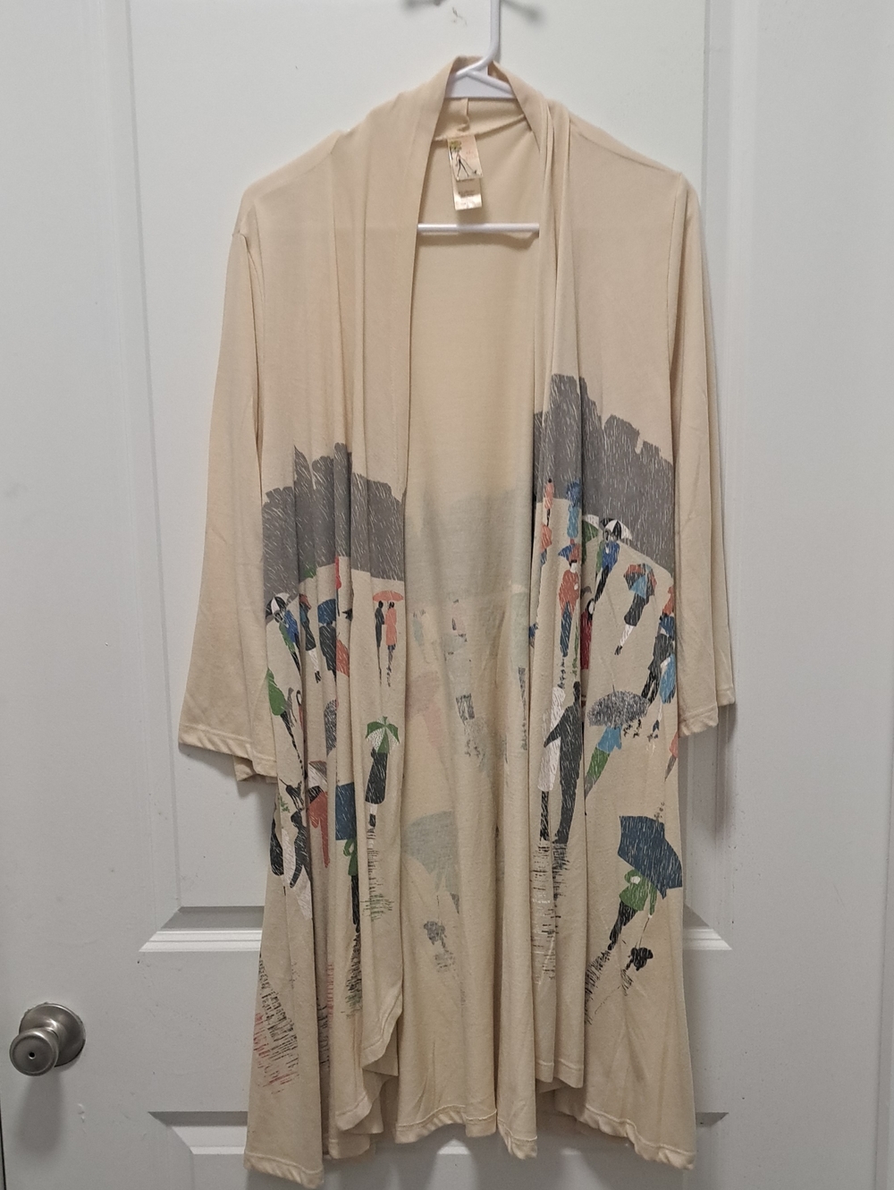 Beige Open Front Kimono Cardigan